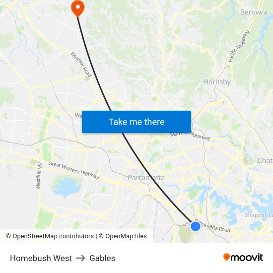 Homebush West to Gables map