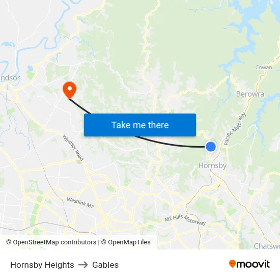 Hornsby Heights to Gables map