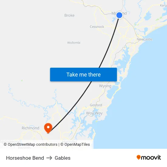 Horseshoe Bend to Gables map