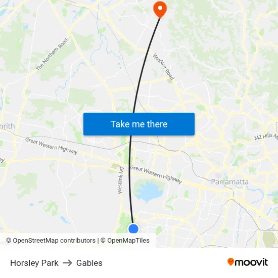 Horsley Park to Gables map