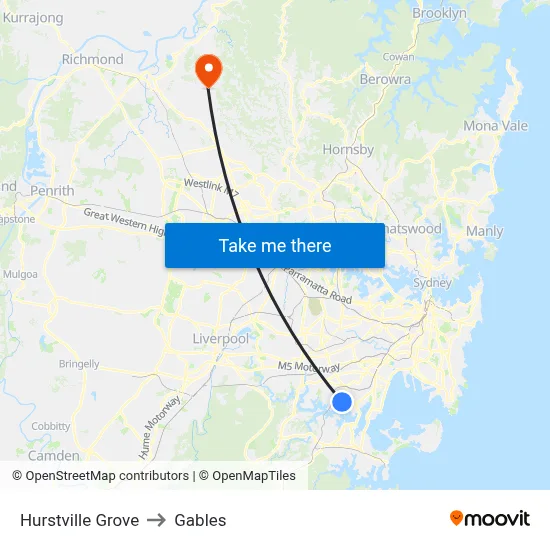 Hurstville Grove to Gables map