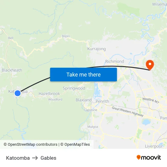 Katoomba to Gables map