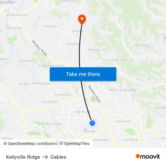 Kellyville Ridge to Gables map