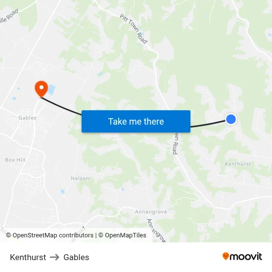 Kenthurst to Gables map