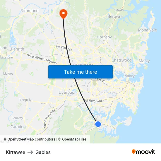 Kirrawee to Gables map