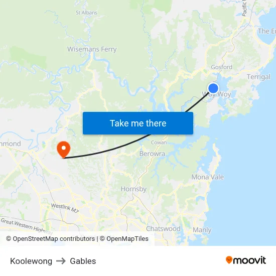 Koolewong to Gables map