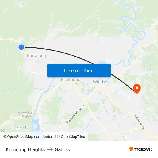 Kurrajong Heights to Gables map