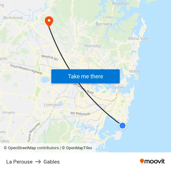 La Perouse to Gables map