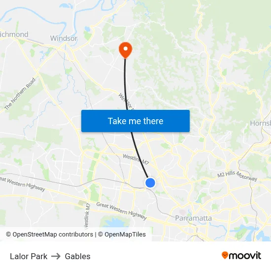 Lalor Park to Gables map
