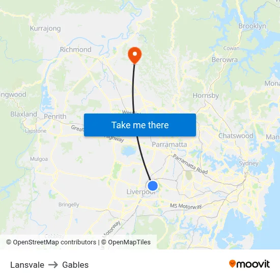 Lansvale to Gables map