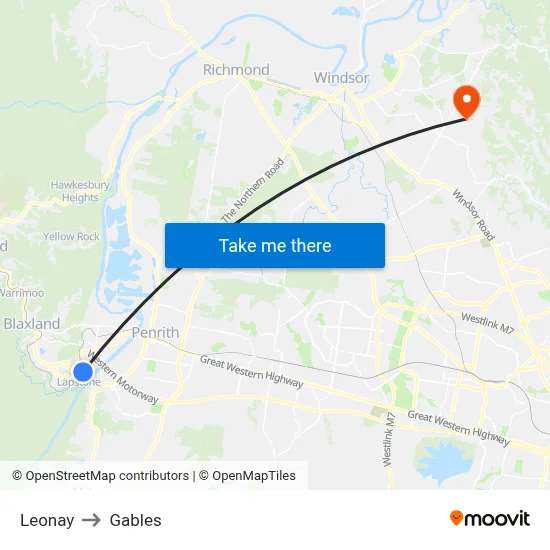 Leonay to Gables map