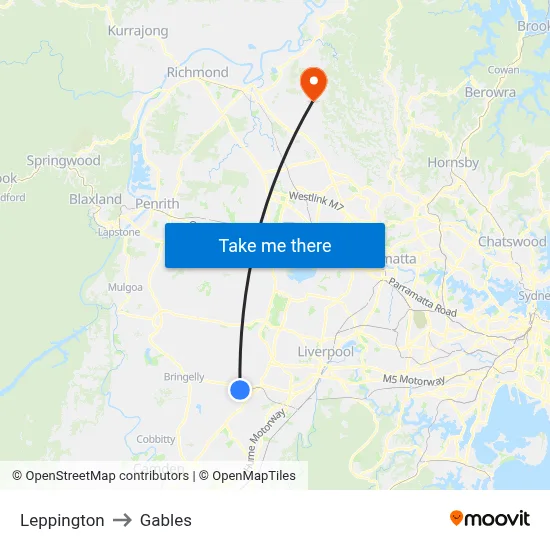 Leppington to Gables map