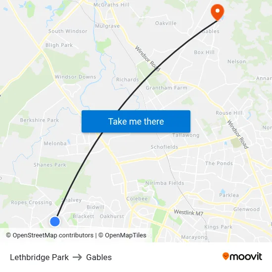 Lethbridge Park to Gables map