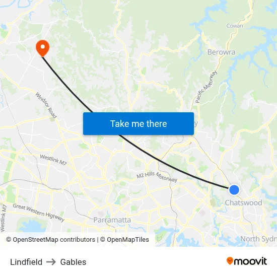 Lindfield to Gables map