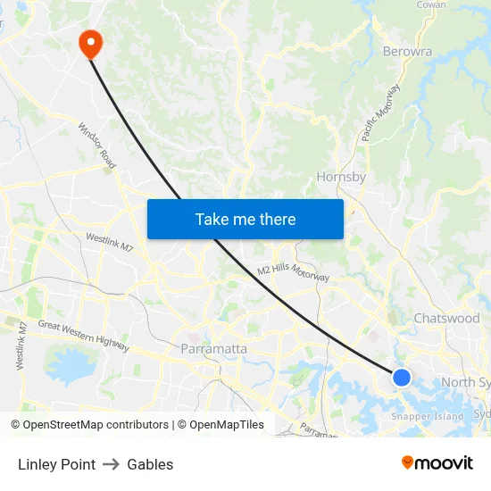 Linley Point to Gables map