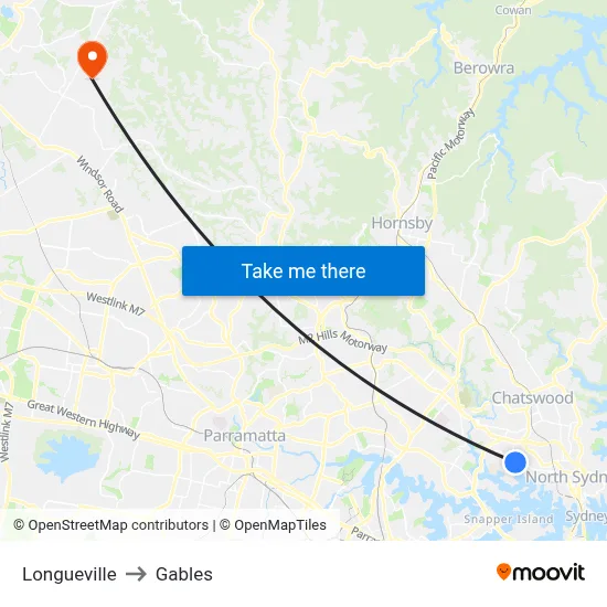 Longueville to Gables map