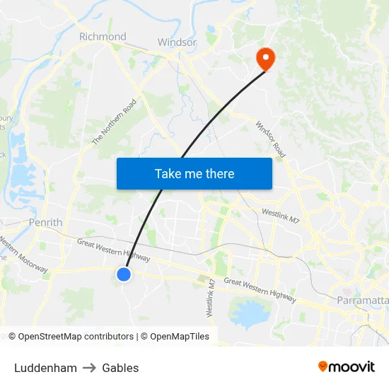 Luddenham to Gables map