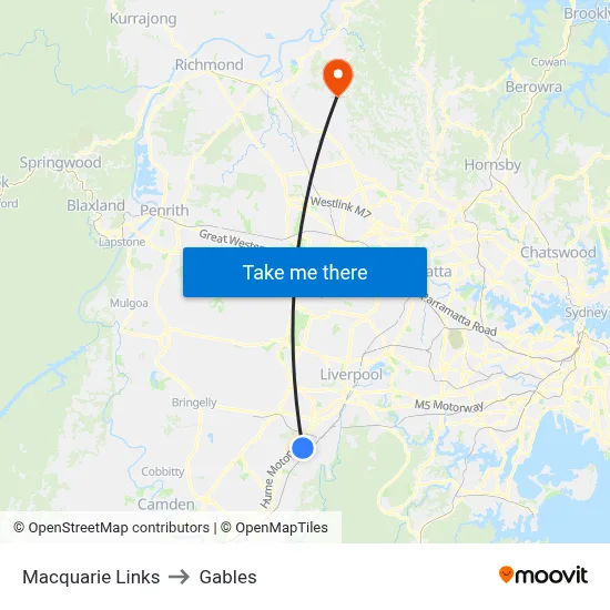 Macquarie Links to Gables map