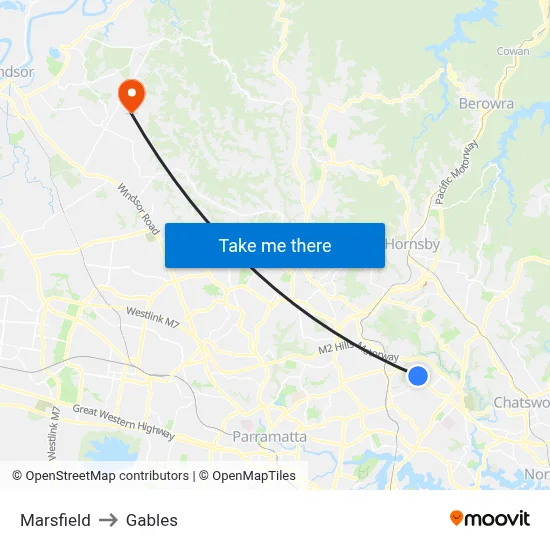 Marsfield to Gables map