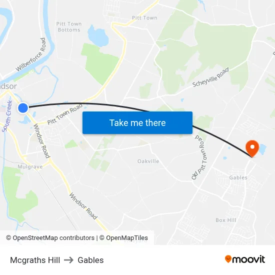 Mcgraths Hill to Gables map