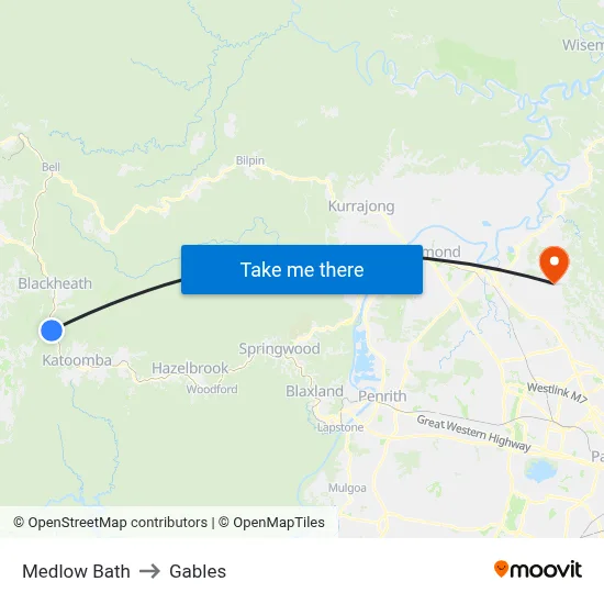 Medlow Bath to Gables map