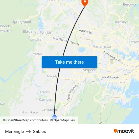 Menangle to Gables map