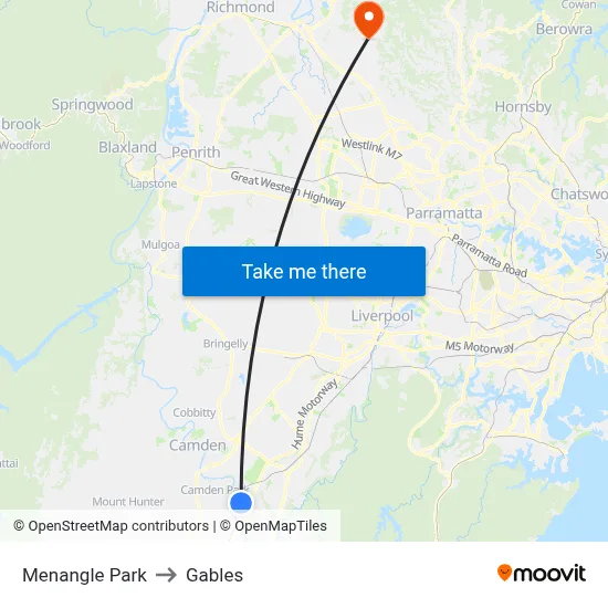 Menangle Park to Gables map