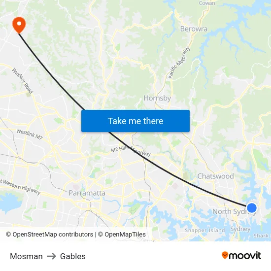 Mosman to Gables map