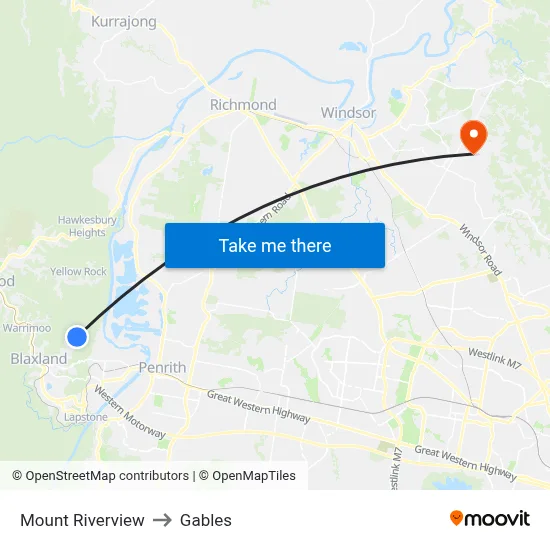 Mount Riverview to Gables map