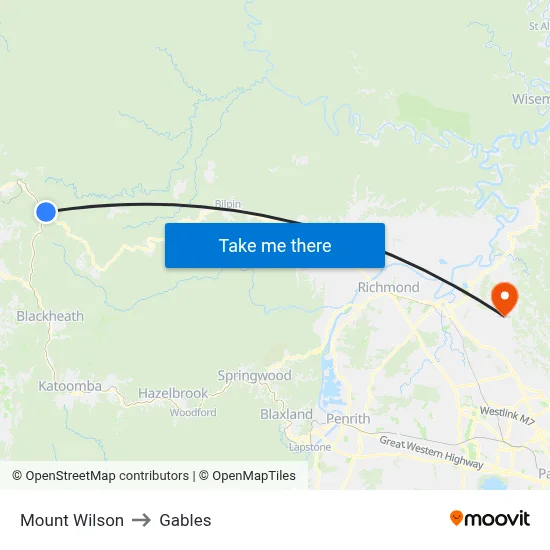 Mount Wilson to Gables map