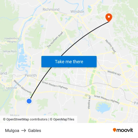 Mulgoa to Gables map