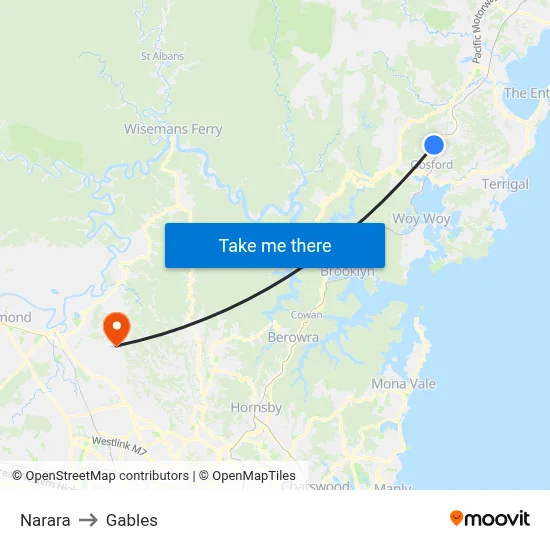 Narara to Gables map