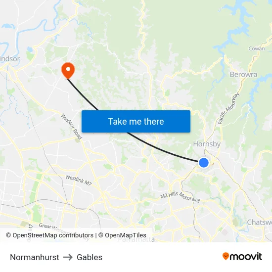 Normanhurst to Gables map