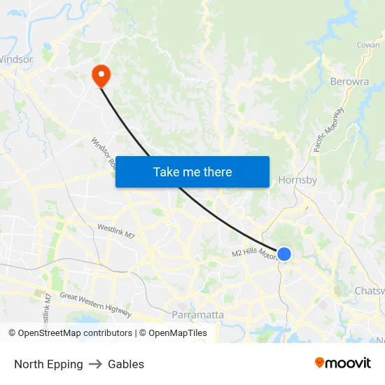 North Epping to Gables map