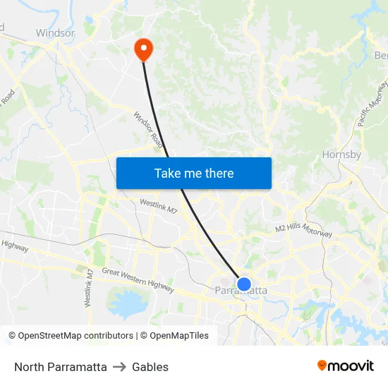 North Parramatta to Gables map