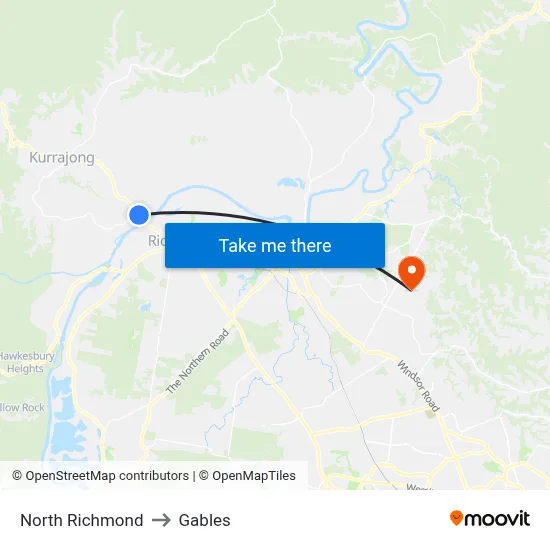 North Richmond to Gables map