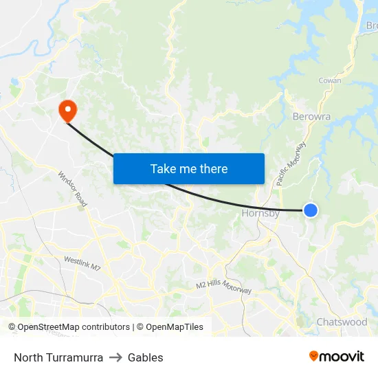 North Turramurra to Gables map