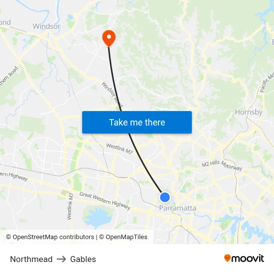 Northmead to Gables map