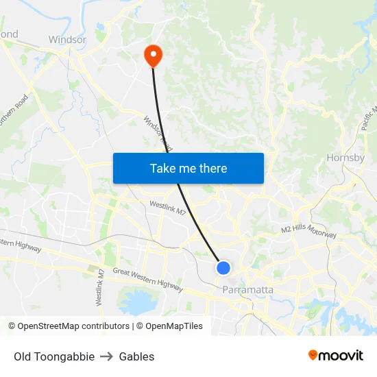 Old Toongabbie to Gables map