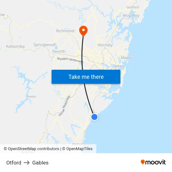 Otford to Gables map