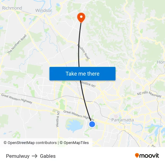 Pemulwuy to Gables map