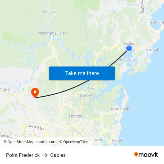 Point Frederick to Gables map