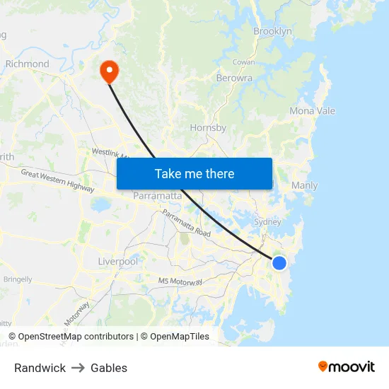 Randwick to Gables map