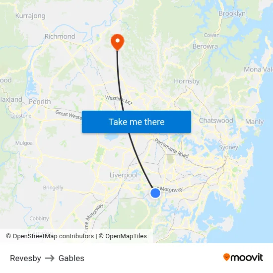 Revesby to Gables map