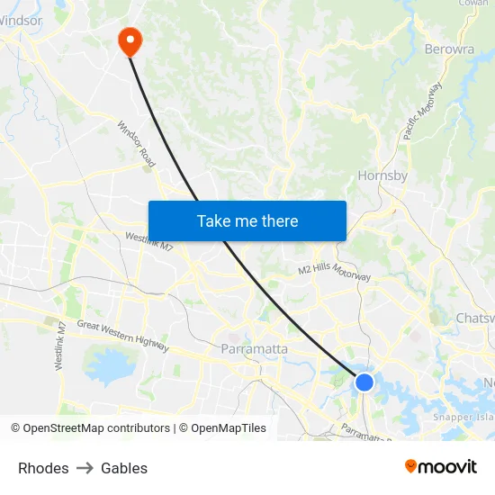 Rhodes to Gables map
