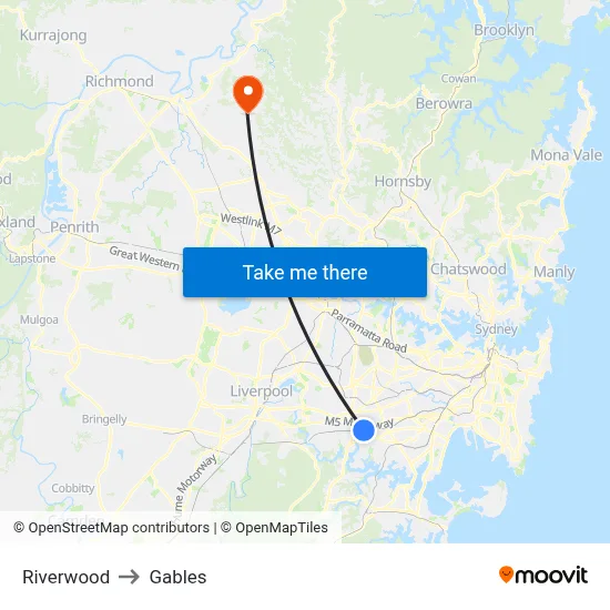 Riverwood to Gables map