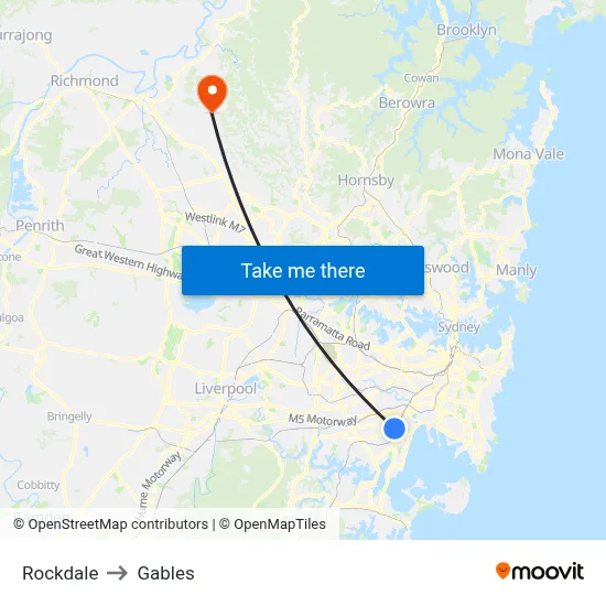 Rockdale to Gables map