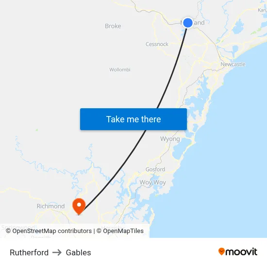Rutherford to Gables map