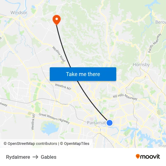 Rydalmere to Gables map
