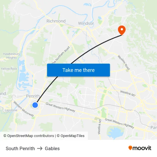 South Penrith to Gables map